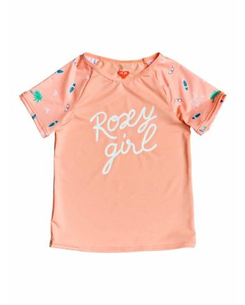 Camiseta de protección solar Roxy Salty But Sweet UPF 50+ Peach para niñas de 2 a 7 años