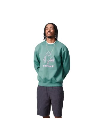 Hombre con sudadera Carhartt WIP Masterpiece Sweat Saguaro-Pink