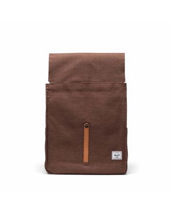 Mochila marrón jaspeada Herschel City Backpack 16L con cierre magnético y parche frontal