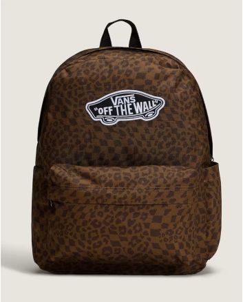 Mochila escolar Vans Old Skool Classic Marrón con estampado de leopardo Unisex 