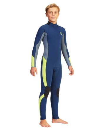 Niño con traje de neopreno con cremallera en la espalda Billabong Absolute 4/3mm azul marino