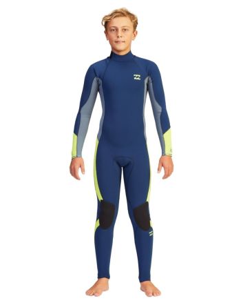 Niño con traje de neopreno con cremallera en la espalda Billabong Absolute 4/3mm azul marino