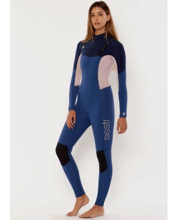Traje de surf de neopreno con cremallera en el pecho Sisstrevolution Seven Seas 5/4mm Full en color azul marino para mujer