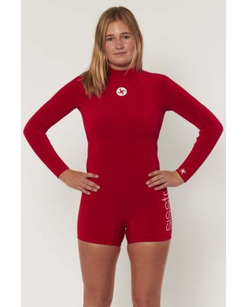 Mujer con Traje de surf de primavera con manga larga Sisstrevolution Summer Seas 2/2mm rojo