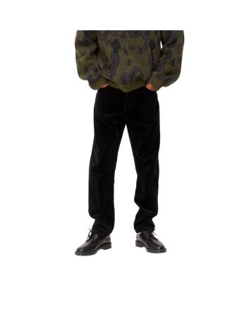Hombre con Pantalón de pana Carhartt WIP Newel Pant Negro (Rinsed)