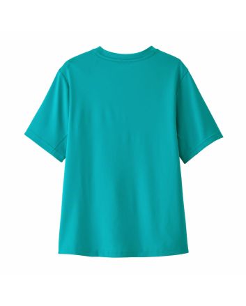 Camiseta de manga corta Patagonia Kids Capilene Silkweight Boardshort Logo Azul Turquesa para niños