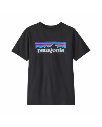 Camiseta de manga corta Patagonia Kids Regenerative Organic Certified Cotton P-6 Logo Negra para niños