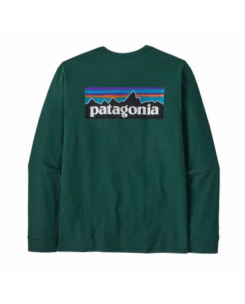 Camiseta de manga larga Patagonia Men's LS P-6 Logo Responsibili-Tee verde cascada para hombre