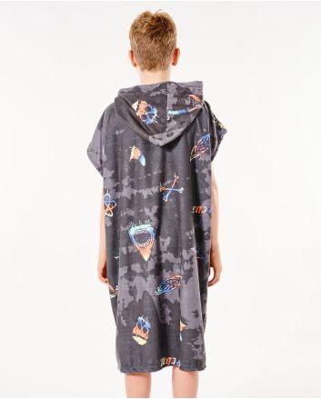 Niño con poncho para surf Rip Curl Hooded Print Towel negro 