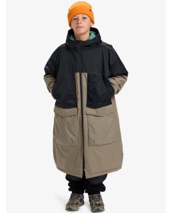 Niño con chaqueta tipo poncho cambiador Quiksilver Youth Full Rig Poncho Negro y Beige