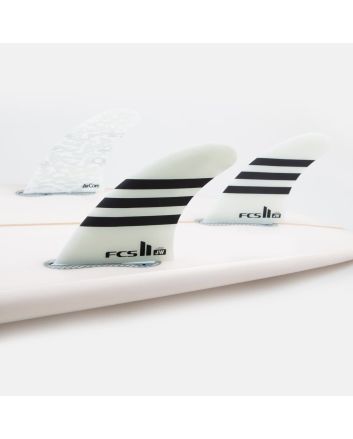 Quillas para tabla de surf FCS II Julian WIlson Performance Core Tri-FIns blancas y negras talla L