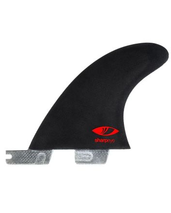Quillas para tabla de surf FCS II Sharp Eye Performance Core Carbon + Aircore Tri-Fins Negras y Blancas Large