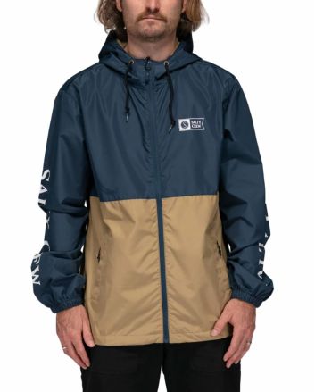 Hombre con chaqueta impermeable Salty Crew Surface Windbreaker Azul Marino-Paja