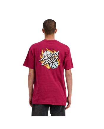 Hombre con Camiseta de manga corta Santa Cruz Flaming Dice Dot Chest burdeos 