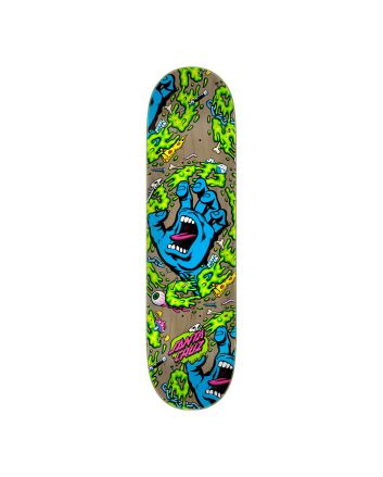 Tabla de skate Santa Cruz Slime Scream 8.25 con gráfico Screaming Hand Slime en neón