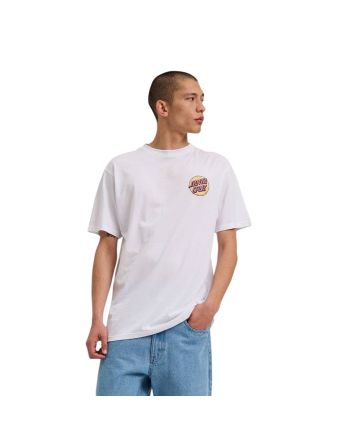 Hombre con Camiseta orgánica Santa Cruz Wagon Dot blanca 