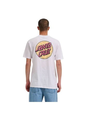 Hombre con Camiseta orgánica Santa Cruz Wagon Dot blanca 