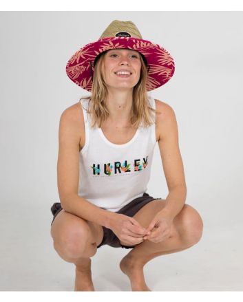 Mujer con sombrero protector de paja Hurley Straw Lifeguard