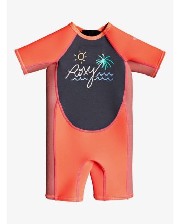 Traje de surf de primavera con manga corta Roxy Syncro 1.5mm para bebés 3 a 18 meses en color coral