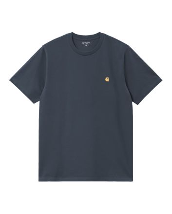 Camiseta de manga corta Carhartt WIP Chase Dusky Blue-Gold para hombre