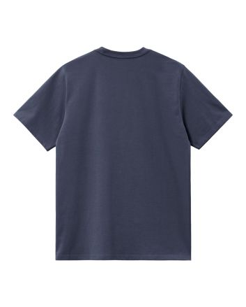  Camiseta de manga corta Carhartt WIP S/S Script Embroidery T-Shirt Air Force Blue-White para hombre