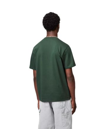 Hombre con Camiseta de manga corta Carhartt WIP Script Verde Sicomoro con logo morado
