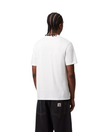Hombre con camiseta de manga corta Carhartt WIP Script blanca con logo negro