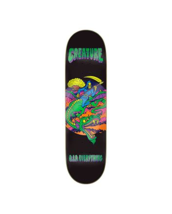 Tabla de skate Creature RIP Everything 8.51in negra con gráfico de Brian Romero