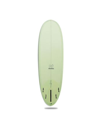 Tabla de surf Lufi Minidisk 6'8 color verde pastel con shape híbrido 57,3 Litros