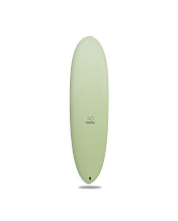Tabla de surf Lufi Minidisk 6'8 color verde pastel con shape híbrido 57,3 Litros