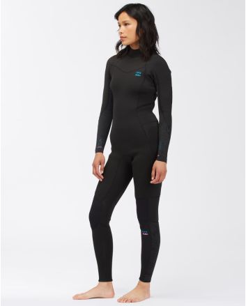 Mujer con traje de surf con cremallera en la espalda Billabong Synergy 4/3mm negro