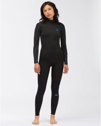 Mujer con traje de surf con cremallera en la espalda Billabong Synergy 4/3mm negro