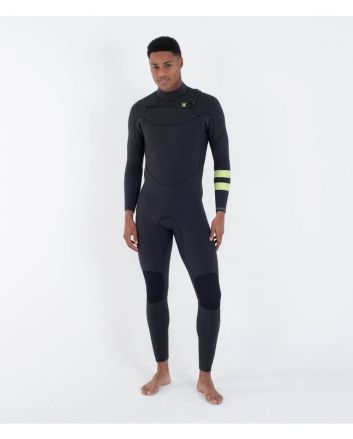 Hombre con traje de surf Hurley Plus 4/3mm Fullsuit Negro-Lemon