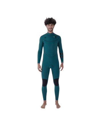 Hombre con traje de surf con cremallera en el pecho Hurley PLUS 4/3mm color turquesa 