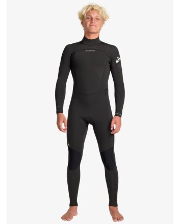 Hombre con Traje de surf Quiksilver Prologue+ 4/3mm con cremallera en la espalda en color negro