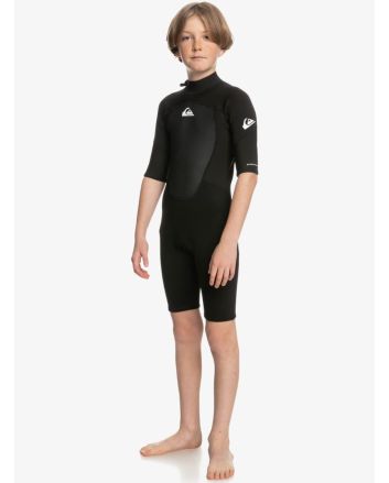 Niño con neopreno corto con cremallera en la espalda Quiksilver Boy Prologue 2/2mm Springsuit Negro 