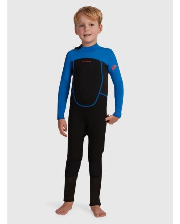 Traje de surf con cremallera en la espalda Quiksilver Kids Prologue 3/2mm Negro y Azul para niños de 2 a 7 años