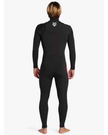 Hombre con Traje de Surf GBS con Cremallera en el Pecho Quiksilver 4/3mm Mercury Negro-Rojo