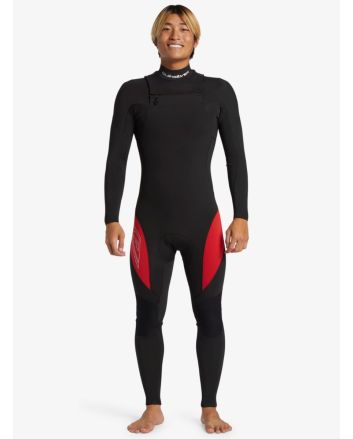 Hombre con Traje de Surf GBS con Cremallera en el Pecho Quiksilver 4/3mm Mercury Negro-Rojo