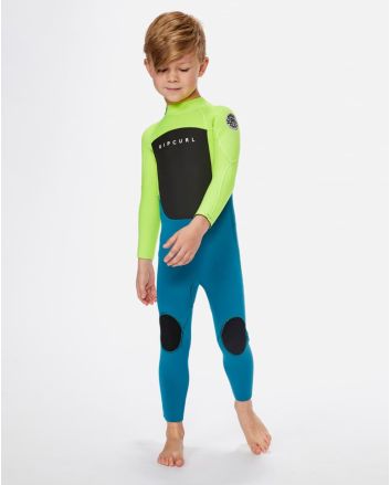 Niño con Traje de surf con cremallera en la espalda Rip Curl Groms Omega 4/3mm Lemon 