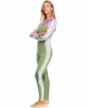 Mujer con Traje de Surf con Cremallera en la Espalda Roxy 4/3mm Rise Verde y Gris