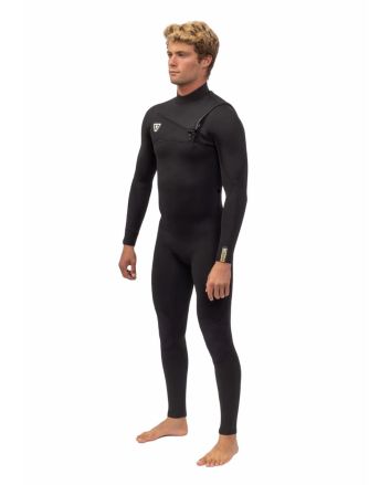 Hombre con traje de surf con cremallera en el pecho Vissla Seven Seas Comp 3/2mm Negro