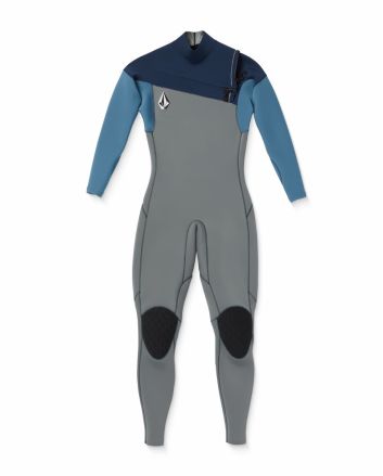 Traje de neopreno Volcom Modulator 3/2MM para hombre en color Cruzer Blue, con cremallera frontal en el pecho y diseño ergonómico
