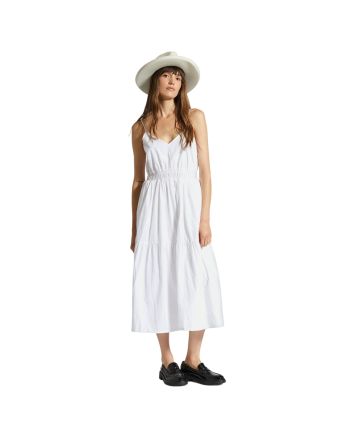 Mujer con vestido largo de tirantes Brixton Sidney Dress Blanco