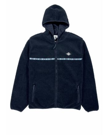 Chaqueta polar Vissla Legall Sherpa Zip Hoodie Negra para hombre