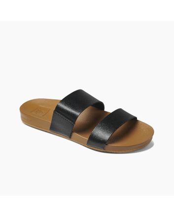 Sandalias Slider Reef Cushion Vista negras y beige para mujer 