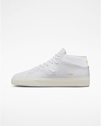 Zapatillas de piel para Skate Converse CONS Louie Lopez Pro Mid Mono Leather Blancas para hombre