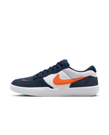 Zapatillas de Skate Nike SB Force 58 Azul Marino y blanco con el logo naranja para hombre