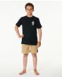 Niño con camiseta de manga corta Rip Curl Search Icon Negra 8-16 años ajuste estándar