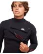 Quiksilver Highline 3/2mm traje de neopreno negro hombre cremallera abierta